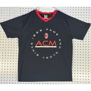 AC Milan Soccer Jersey Mens Medium Black Red V-Neck Rhinox Official Product ACM